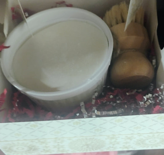 Natural dish bar in ramekin with scrub brush